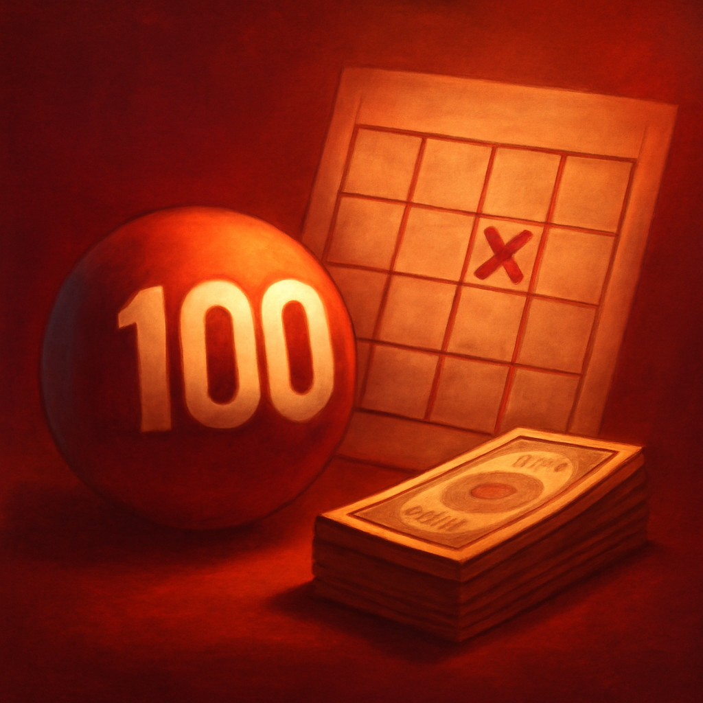 A badge symbolizing guidance for 100 Lottery.