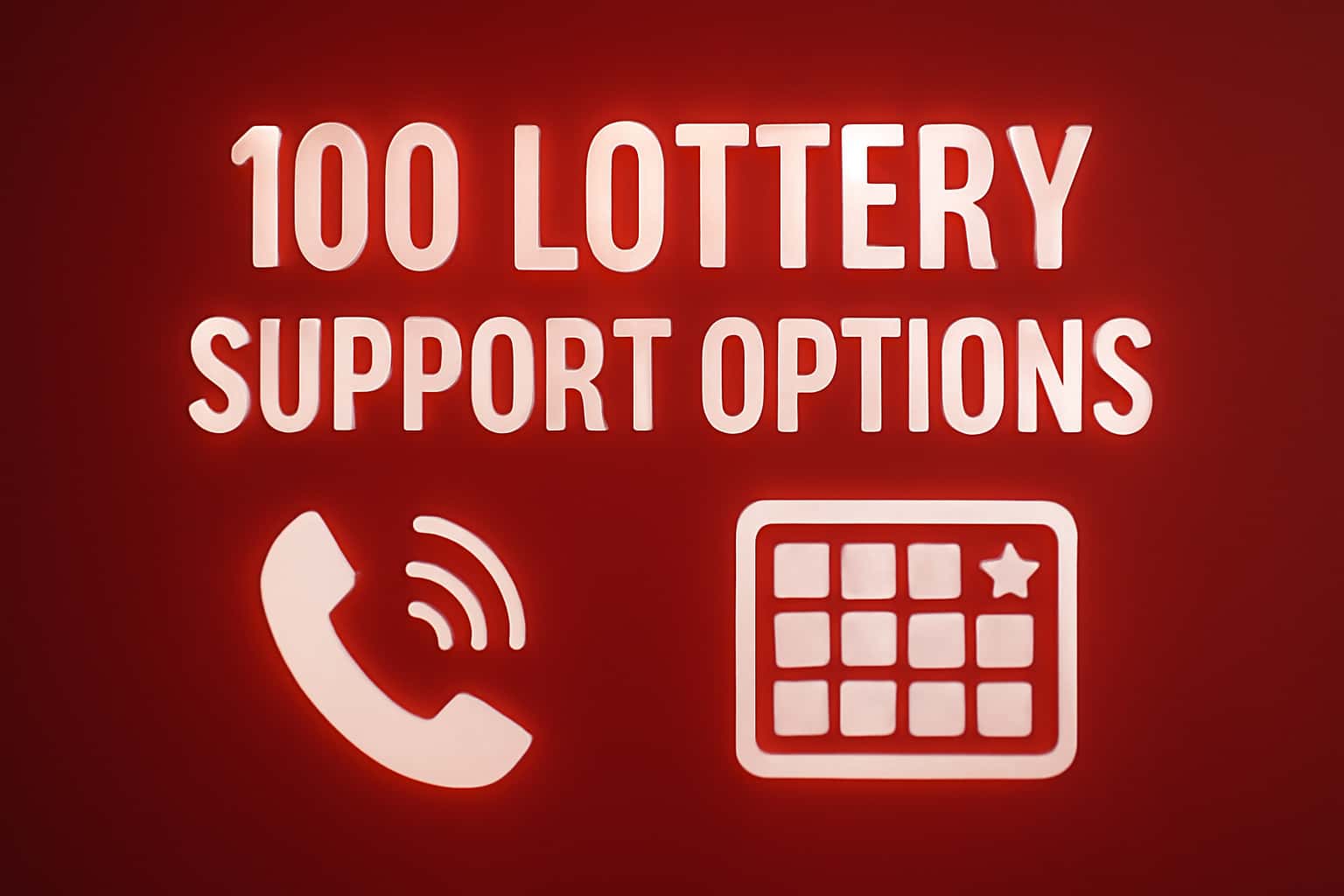 An informational visual on 100 Lottery Support Options with a focus on user assistance and features.