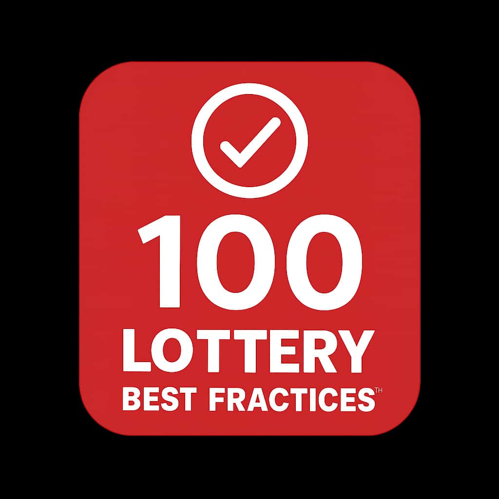 A badge illustrating best practices for 100 Lottery users.