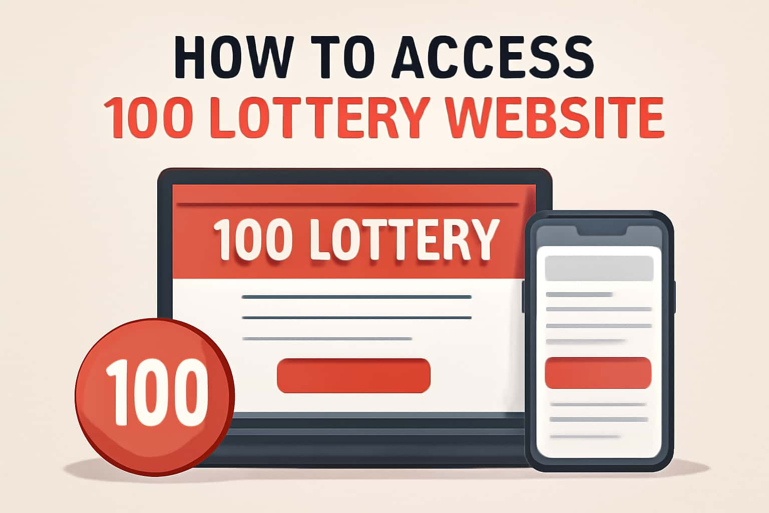A visual representation illustrating the 100 Lottery website access guide.