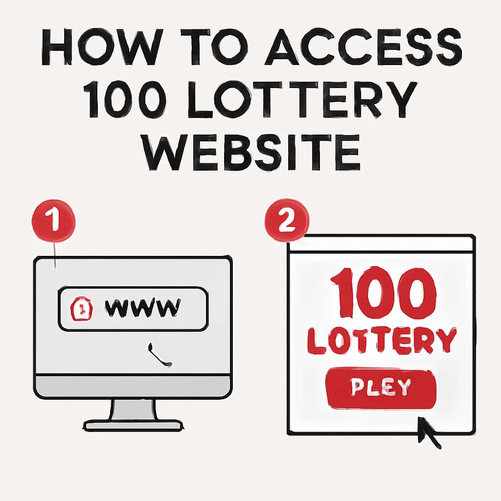 An educational diagram related to accessing the 100 Lottery website.