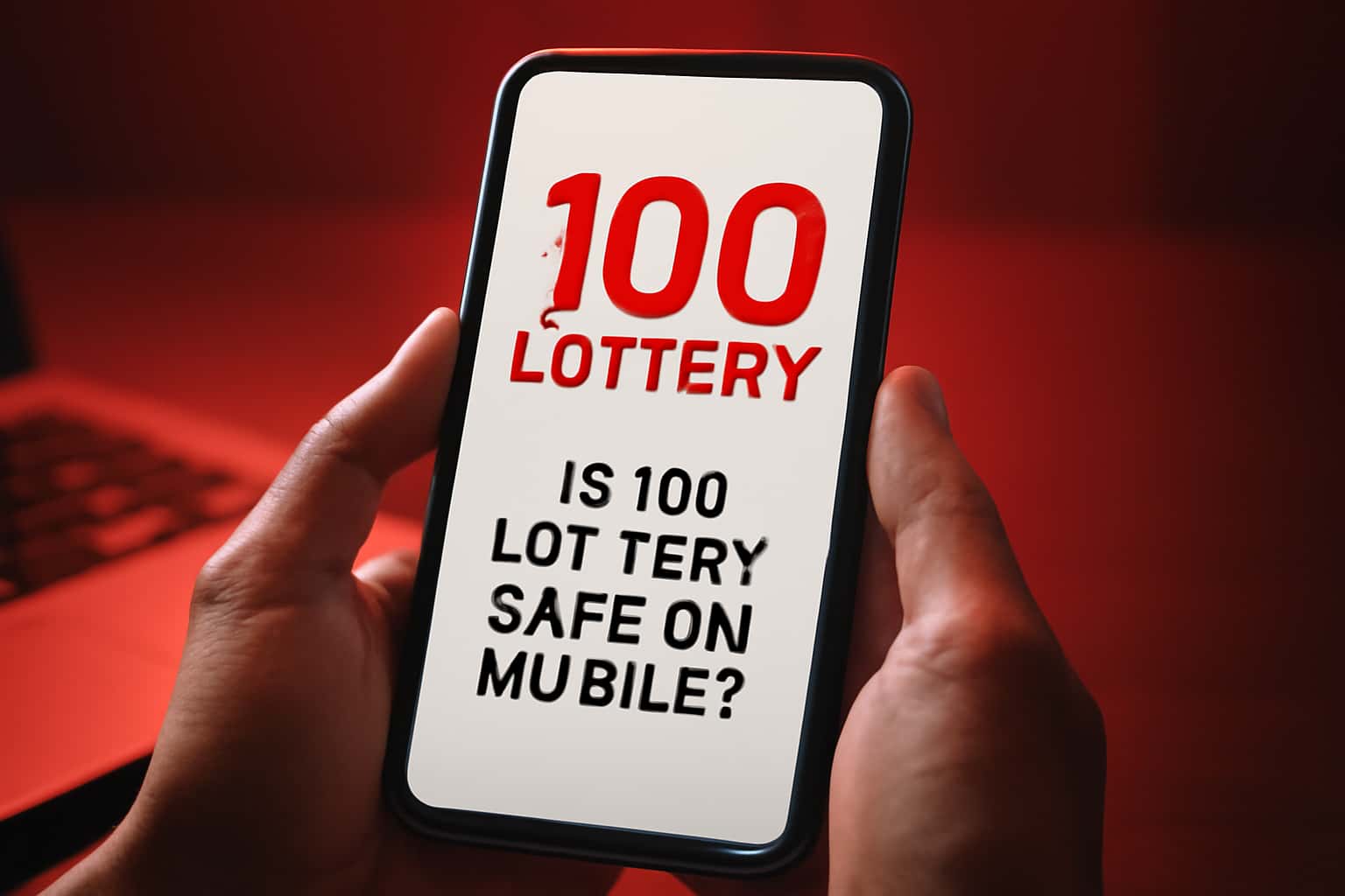 An informational scene illustrating the safety measures of the 100 Lottery mobile platform.
