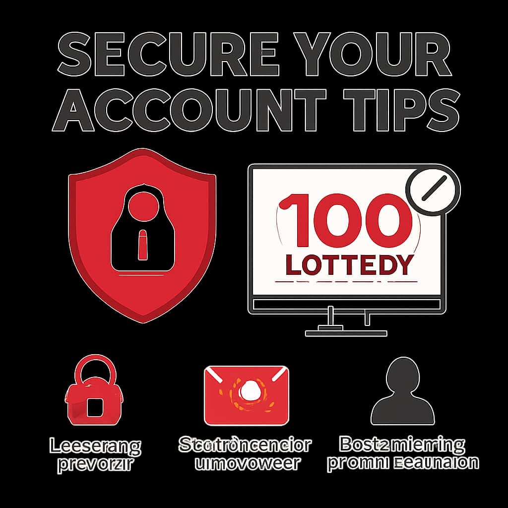 Illustration depicting various security tips for protecting a 100 Lottery account.
