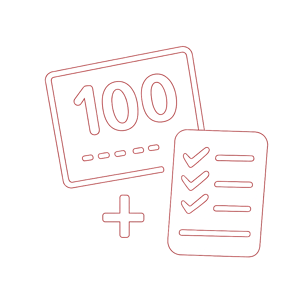 A badge symbolizing guidance for 100 Lottery.